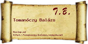 Tomanóczy Balázs névjegykártya